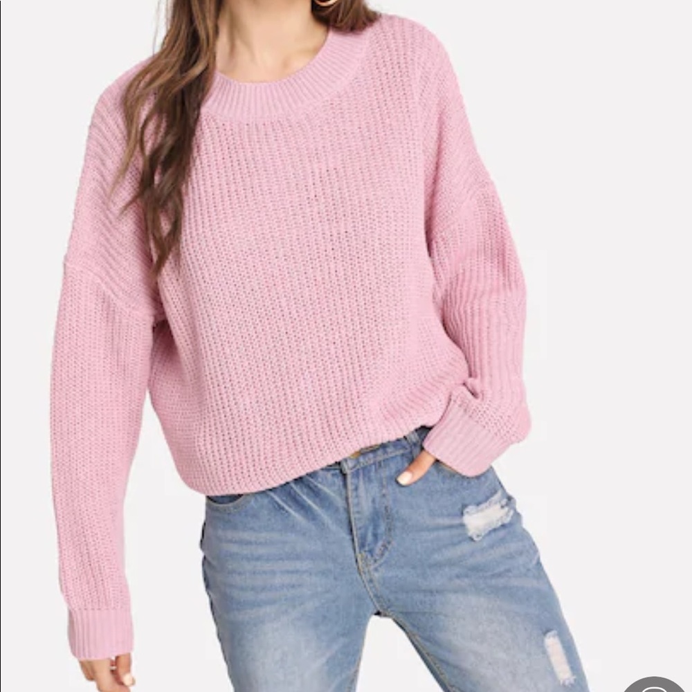 Drop shoulder solid sweater - Picture 2 of 5